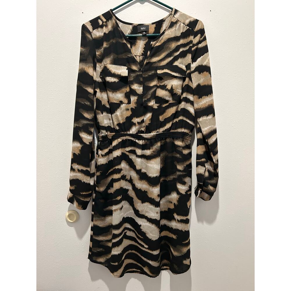 New Women’s Mossimo Animal Print Dress 👗 Lightweight Tan Black size Medium